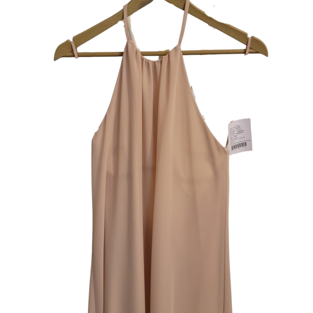 🆕️ Nouvelle Amsale Chiffon Halter Bridesmaid Dress in Sand - Picture 5 of 9
